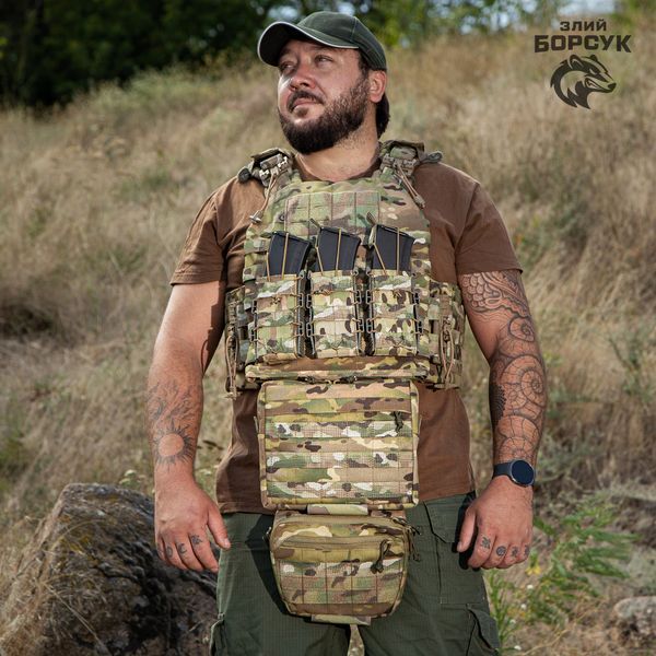 Плитоноска модель №5 Viking (мультикам)+ захист живота + напашник + 3 підсумки пластикові id_1938 фото