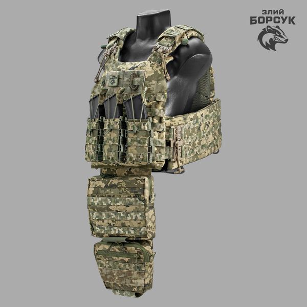 Плитоноска модель №5 Viking (піксель) + захист живота + напашник + 3 підсумки пластикові id_1936 фото