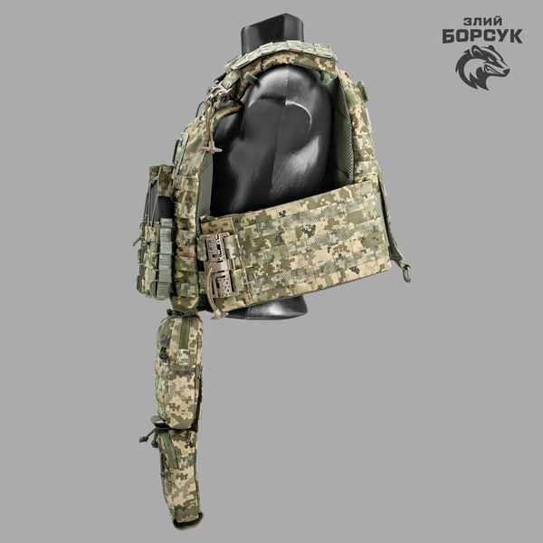 Плитоноска модель №5 Viking (піксель) + захист живота + напашник + 3 підсумки пластикові id_1936 фото