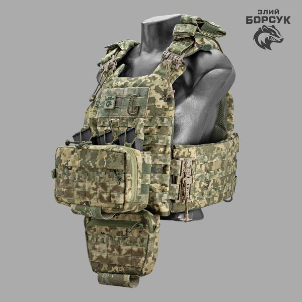 Плитоноска модель №5 Viking (2.0 піксель) + утилітарний підсумок під 3 магазини + напашник + під турнікет id_2058 фото