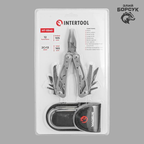 Мультиінструмент 12 в 1 з чохлом INTERTOOL HT-0540 id_2016 фото